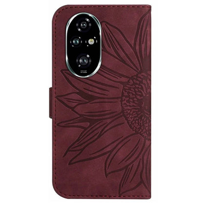 HT04 For Honor 200 5G Case Sunflower Leather Wallet Protective Phone Cover with Wrist Strap