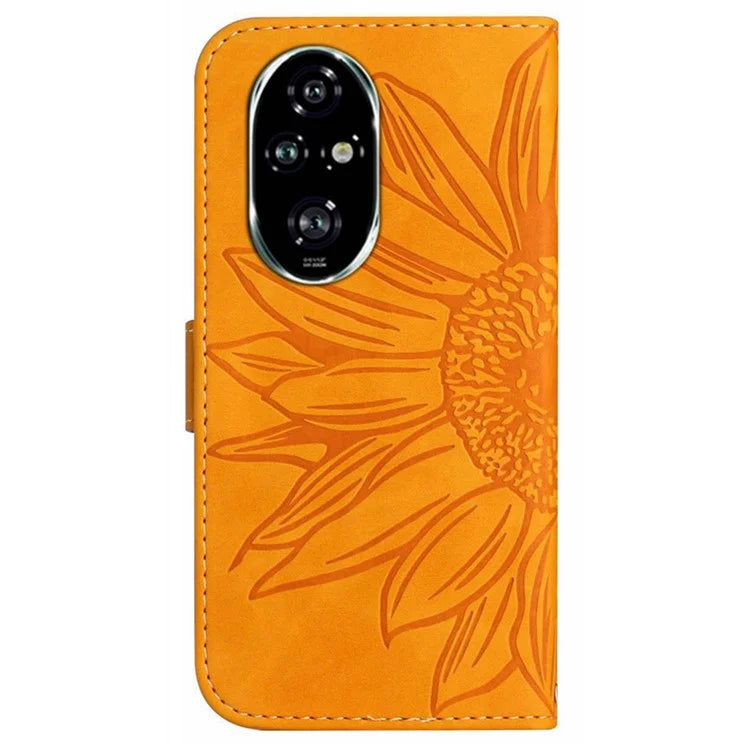 HT04 For Honor 200 5G Case Sunflower Leather Wallet Protective Phone Cover with Wrist Strap