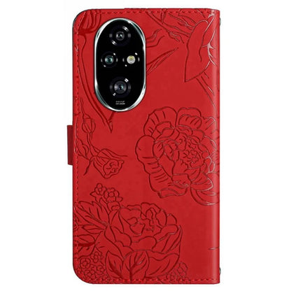 HT03 For Honor 200 5G Case PU Leather Phone Cover with Hand Strap Butterfly Flower Pattern