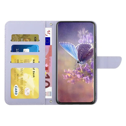 HT03 For Honor 200 5G Case PU Leather Phone Cover with Hand Strap Butterfly Flower Pattern