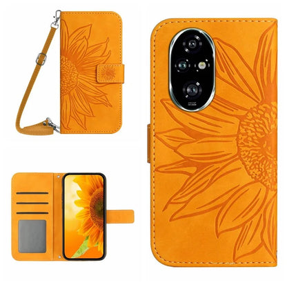 HT04 For Honor 200 5G Case Sunflower Flip Leather Phone Cover Card Slots