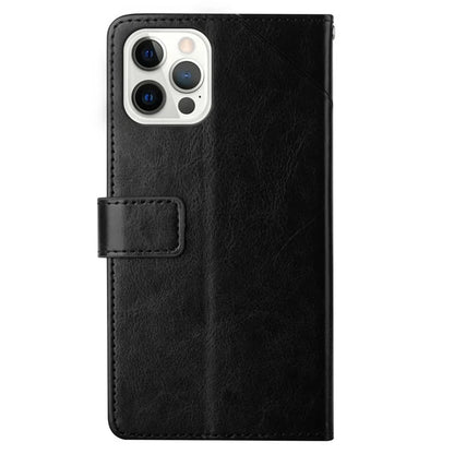 HT01 For iPhone 16 Pro Max Case Y-Shaped Lines PU Leather Wrist Strap Phone Cover