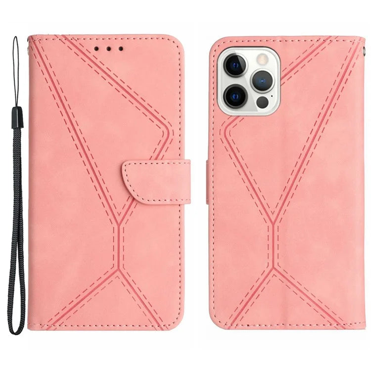 HT05 For iPhone 16 Pro Max Case Leather Phone Cover Card / Cash Slots Stand Feature