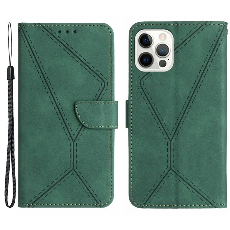 HT05 For iPhone 16 Pro Max Case Leather Phone Cover Card / Cash Slots Stand Feature