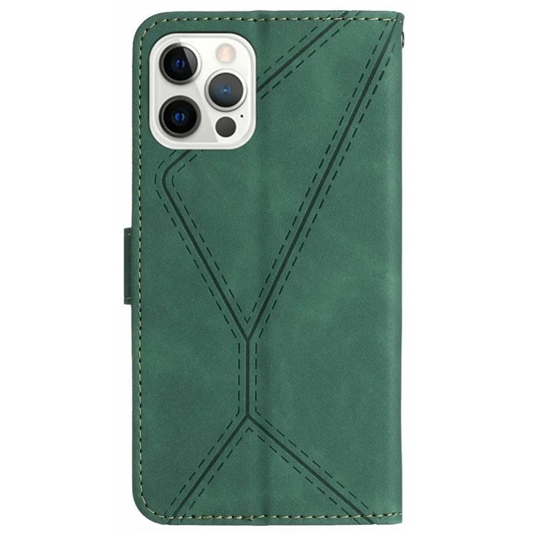 HT05 For iPhone 16 Pro Max Case Leather Phone Cover Card / Cash Slots Stand Feature