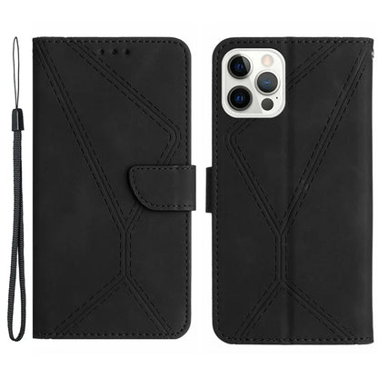 HT05 For iPhone 16 Pro Max Case Leather Phone Cover Card / Cash Slots Stand Feature