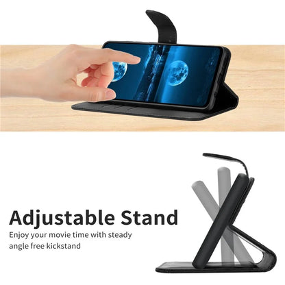 HT05 For iPhone 16 Pro Max Case Leather Phone Cover Card / Cash Slots Stand Feature