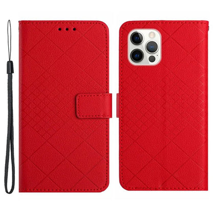 HT06 For iPhone 16 Pro Max Case Litchi Texture Leather Wallet Rhombus Phone Cover