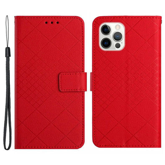 HT06 For iPhone 16 Pro Max Case Litchi Texture Leather Wallet Rhombus Phone Cover