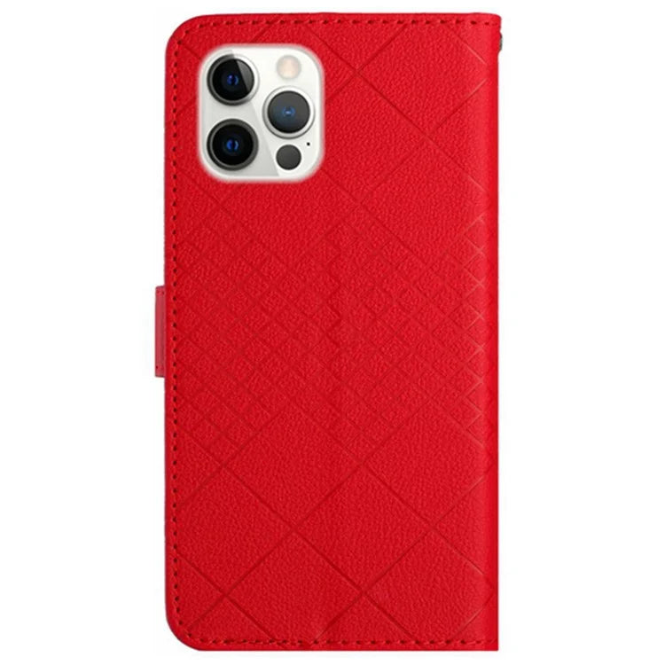 HT06 For iPhone 16 Pro Max Case Litchi Texture Leather Wallet Rhombus Phone Cover