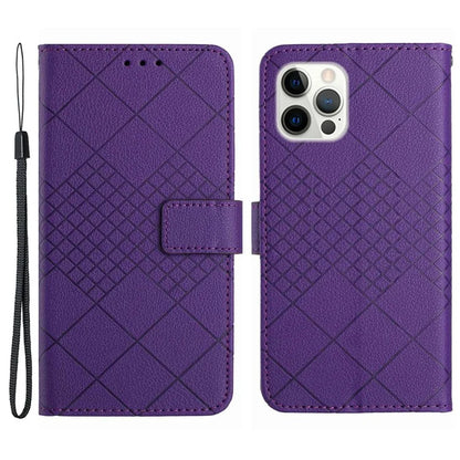 HT06 For iPhone 16 Pro Max Case Litchi Texture Leather Wallet Rhombus Phone Cover