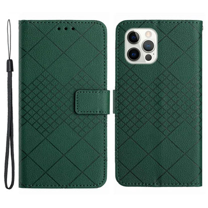 HT06 For iPhone 16 Pro Max Case Litchi Texture Leather Wallet Rhombus Phone Cover