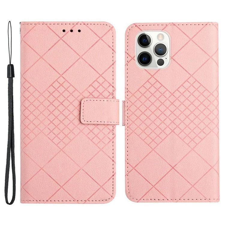 HT06 For iPhone 16 Pro Max Case Litchi Texture Leather Wallet Rhombus Phone Cover
