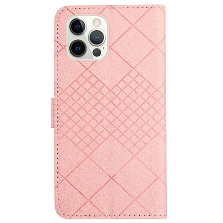 HT06 For iPhone 16 Pro Max Case Litchi Texture Leather Wallet Rhombus Phone Cover