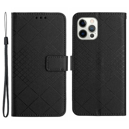 HT06 For iPhone 16 Pro Max Case Litchi Texture Leather Wallet Rhombus Phone Cover
