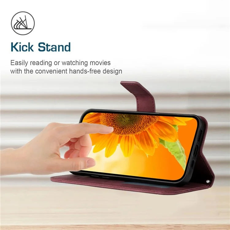 HT04 For iPhone 16 Pro Max Leather Case Sunflower Phone Wallet Cover with Shoulder Strap