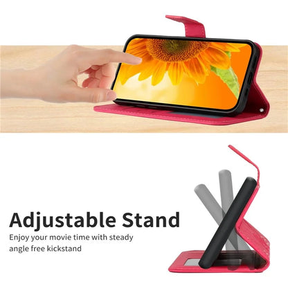 HT04 For iPhone 16 Pro Max Leather Case Sunflower Phone Wallet Cover with Shoulder Strap