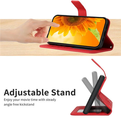 HT04 For iPhone 16 Pro Max Case Sunflower Leather Handbag Flip Phone Cover
