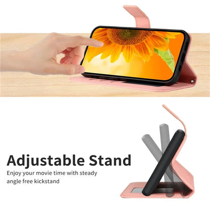 HT04 For iPhone 16 Pro Max Case Sunflower Leather Handbag Flip Phone Cover