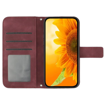 HT04 For iPhone 16 Pro Max Case Sunflower Leather Handbag Flip Phone Cover