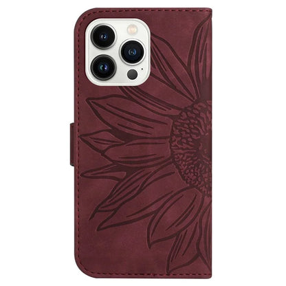 HT04 For iPhone 16 Pro Max Case Sunflower Leather Handbag Flip Phone Cover