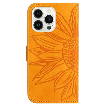 HT04 For iPhone 16 Pro Max Case Sunflower Leather Handbag Flip Phone Cover
