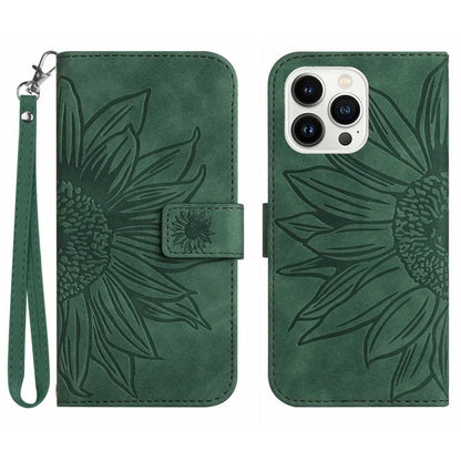 HT04 For iPhone 16 Pro Max Case Sunflower Leather Handbag Flip Phone Cover