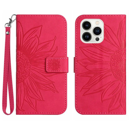 HT04 For iPhone 16 Pro Max Case Sunflower Leather Handbag Flip Phone Cover