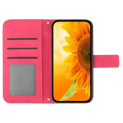 HT04 For iPhone 16 Pro Max Case Sunflower Leather Handbag Flip Phone Cover