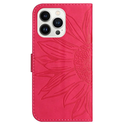 HT04 For iPhone 16 Pro Max Case Sunflower Leather Handbag Flip Phone Cover