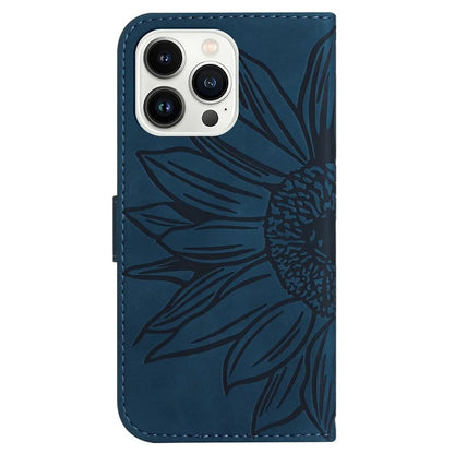 HT04 For iPhone 16 Pro Max Case Sunflower Leather Handbag Flip Phone Cover