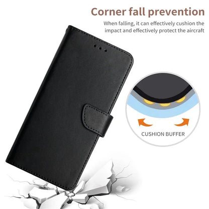 HT02 For iPhone 16 Pro Max Case Nappa Texture Genuine Cow Leather Flip Phone Cover