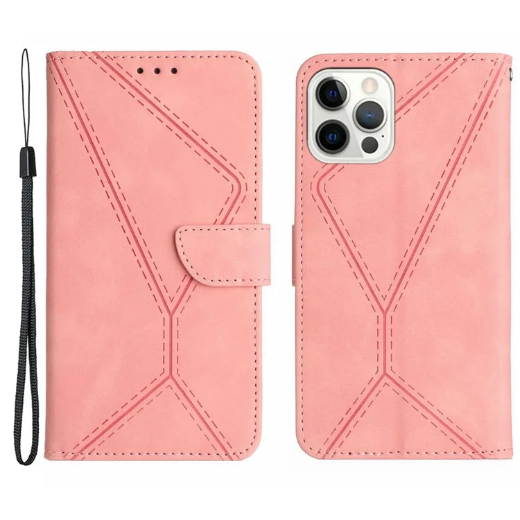 HT05 For iPhone 16 Pro Case Leather Phone Cover Card Slots Stand Feature