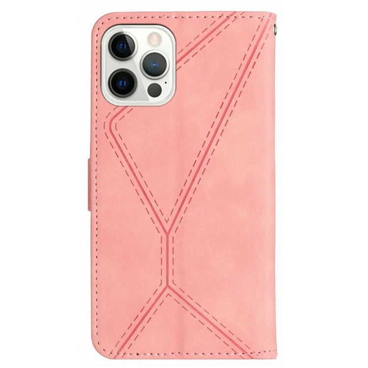 HT05 For iPhone 16 Pro Case Leather Phone Cover Card Slots Stand Feature
