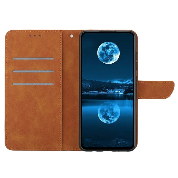 HT05 For iPhone 16 Pro Case Leather Phone Cover Card Slots Stand Feature