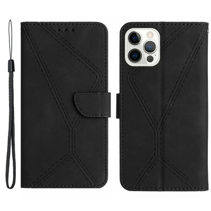HT05 For iPhone 16 Pro Case Leather Phone Cover Card Slots Stand Feature