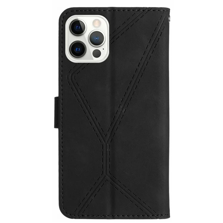 HT05 For iPhone 16 Pro Case Leather Phone Cover Card Slots Stand Feature