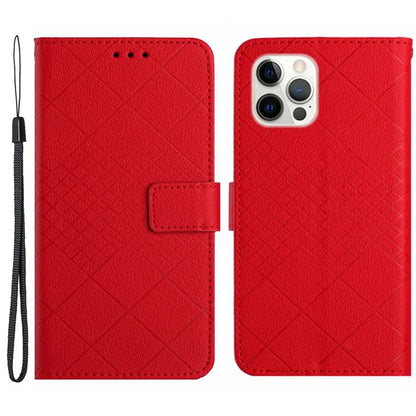 HT06 For iPhone 16 Pro Case Litchi Texture Leather Wallet Rhombus Phone Cover