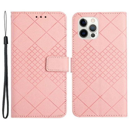 HT06 For iPhone 16 Pro Case Litchi Texture Leather Wallet Rhombus Phone Cover