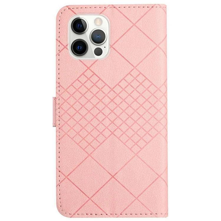 HT06 For iPhone 16 Pro Case Litchi Texture Leather Wallet Rhombus Phone Cover