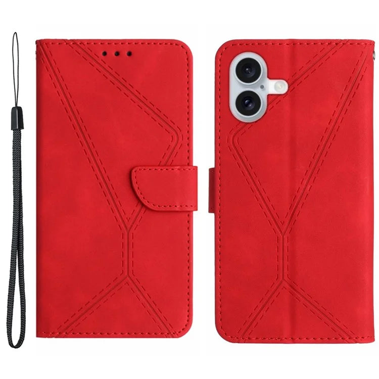 HT05 For iPhone 16 Plus Stand Case Anti-Drop Card Slots Leather Phone Cover