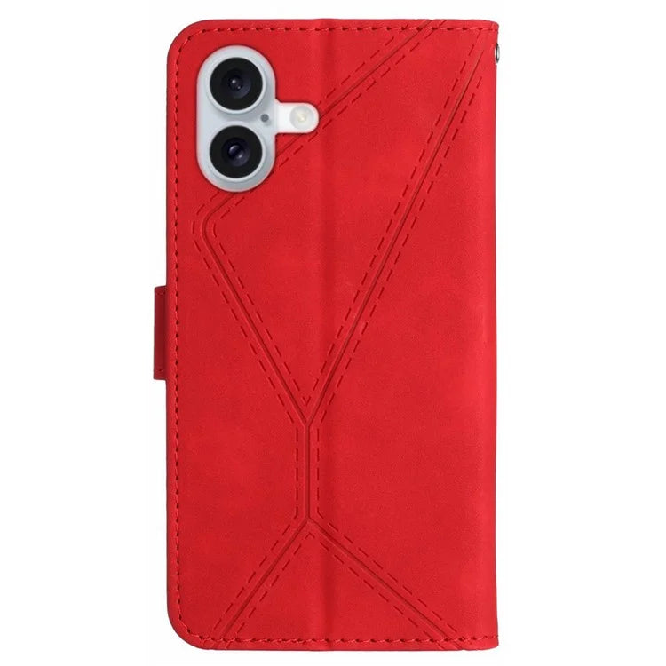 HT05 For iPhone 16 Plus Stand Case Anti-Drop Card Slots Leather Phone Cover