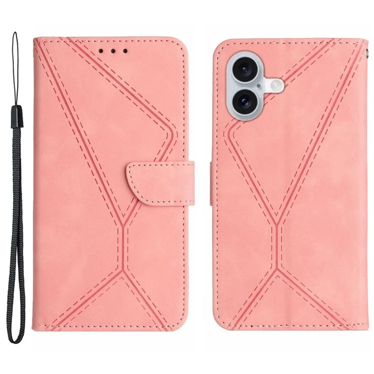 HT05 For iPhone 16 Plus Stand Case Anti-Drop Card Slots Leather Phone Cover