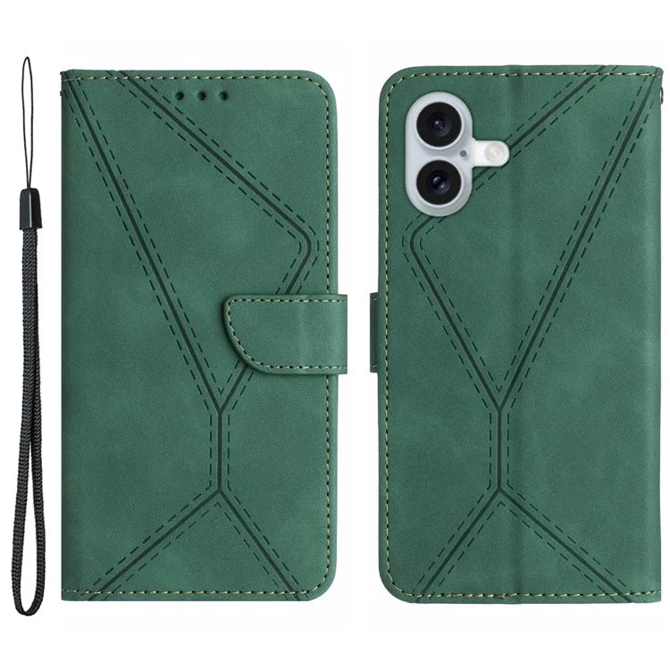 HT05 For iPhone 16 Plus Stand Case Anti-Drop Card Slots Leather Phone Cover