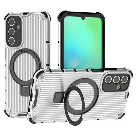 For Samsung Galaxy A15 4G / A15 5G Case Magnetic Kickstand Stripe Design PC+TPU Phone Cover