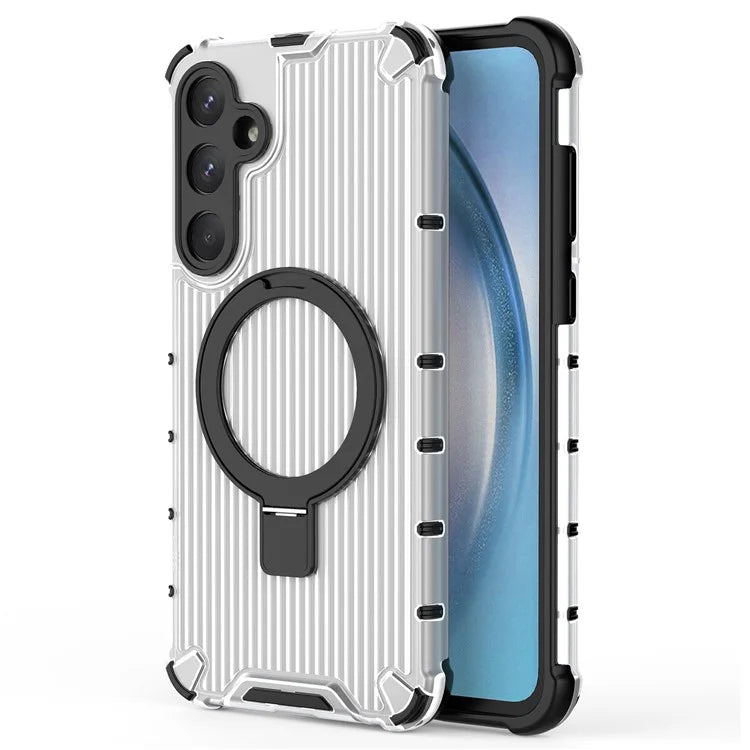 For Samsung Galaxy A55 5G Magnetic Case Kickstand Stripe Design PC+TPU Phone Cover
