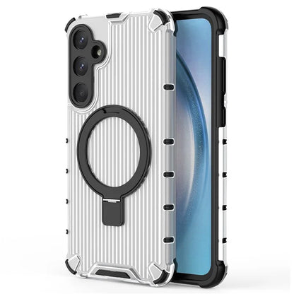 For Samsung Galaxy A55 5G Magnetic Case Kickstand Stripe Design PC+TPU Phone Cover