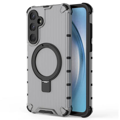 For Samsung Galaxy A55 5G Magnetic Case Kickstand Stripe Design PC+TPU Phone Cover