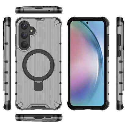 For Samsung Galaxy A55 5G Magnetic Case Kickstand Stripe Design PC+TPU Phone Cover