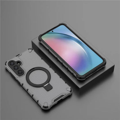 For Samsung Galaxy A55 5G Magnetic Case Kickstand Stripe Design PC+TPU Phone Cover